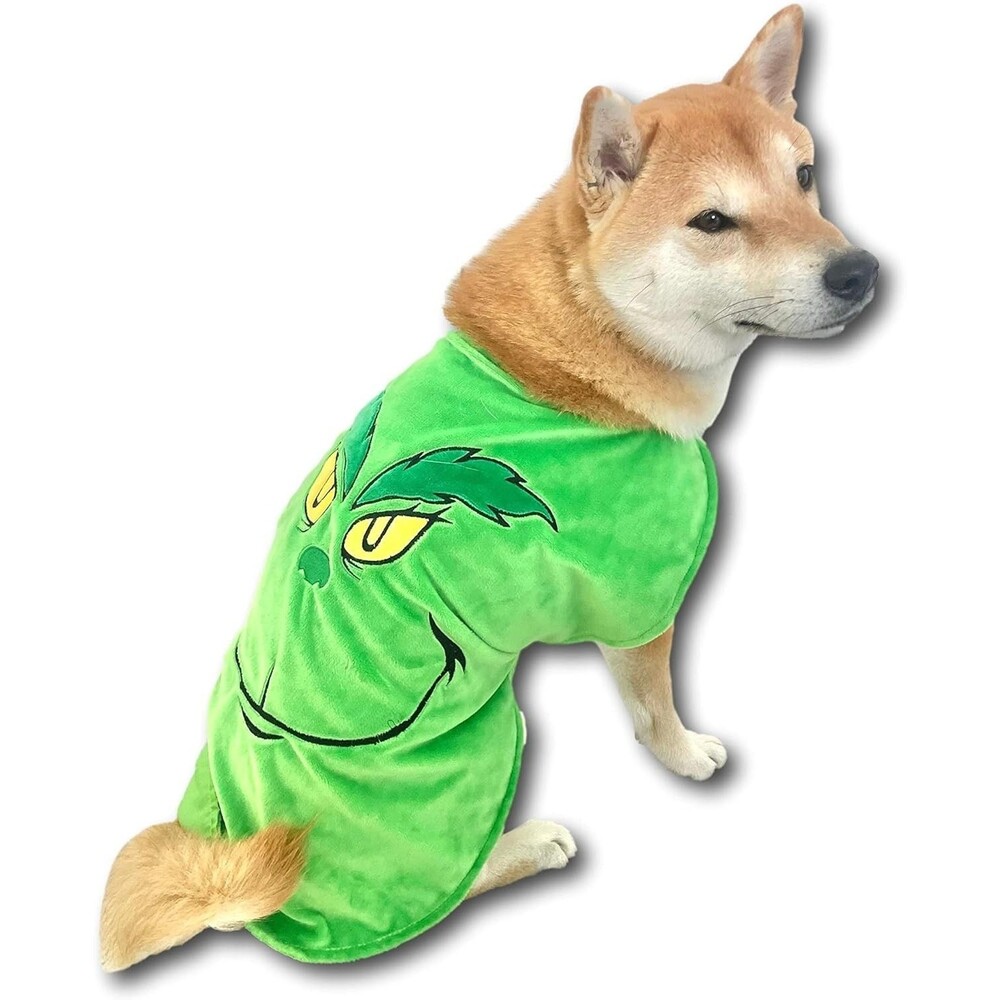 Green Grinch Face Christmas Dog Costume Festive Holiday Pet Clothing Large